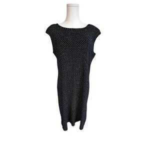 Chico’s 100% Cotton Cap Sleeve Shift Dress Black White Polka Dot Midi Women’s M